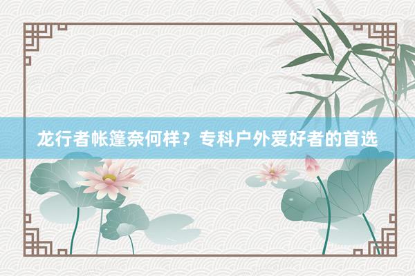 龙行者帐篷奈何样？专科户外爱好者的首选
